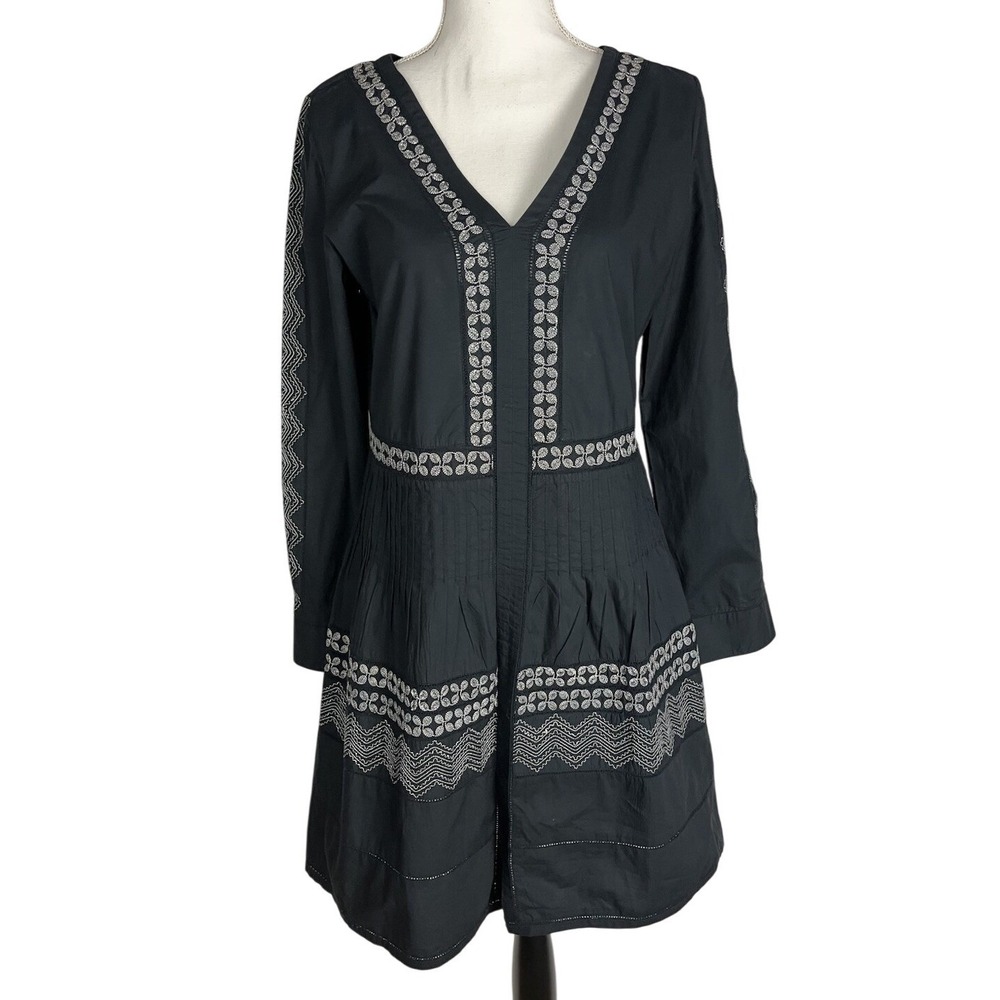 LE‎ SIRENUSE POSITANO Dark Blue Embroidered Cotton Dress Tunic Size 42 (6)